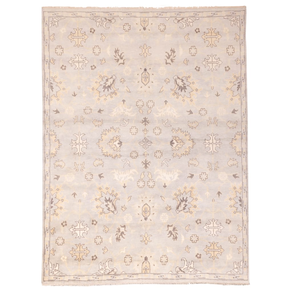 ECARPETGALLERY Hand-knotted Royal Oushak Light Grey Wool Rug - 9'1 x 11'10