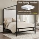 preview thumbnail 11 of 21, Metal 4-Poster Bed Frame Modern Canopy Upholstered Bed with Tall Upholstered Headboard