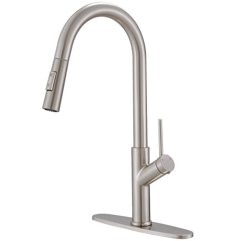 WIZ Single Handle Pull Down Sprayer Kitchen Faucet in Matte Black - Chrome/Clear