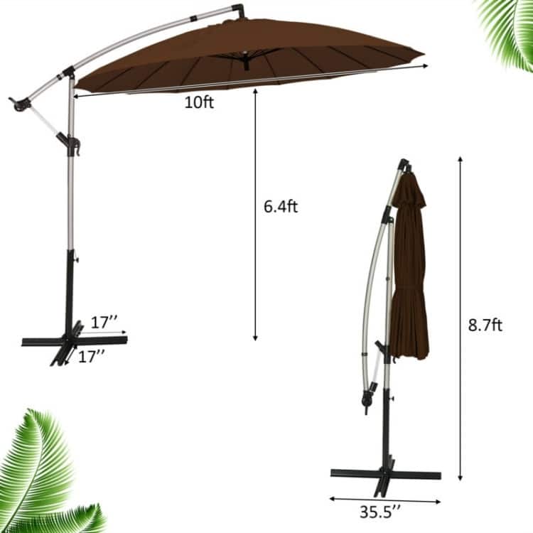 10 Foot Patio Offset Umbrella Market Hanging Umbrella for Backyard Poolside Lawn Garden