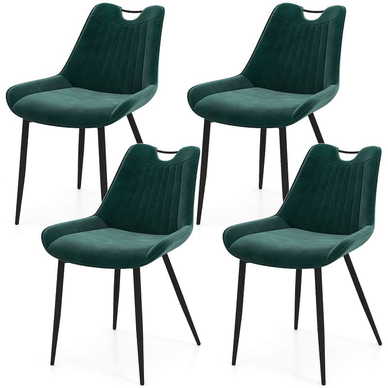 Costway Dining Chair Set of 4 Faux Leather Upholstered Kitchen Chairs - See Details - Green