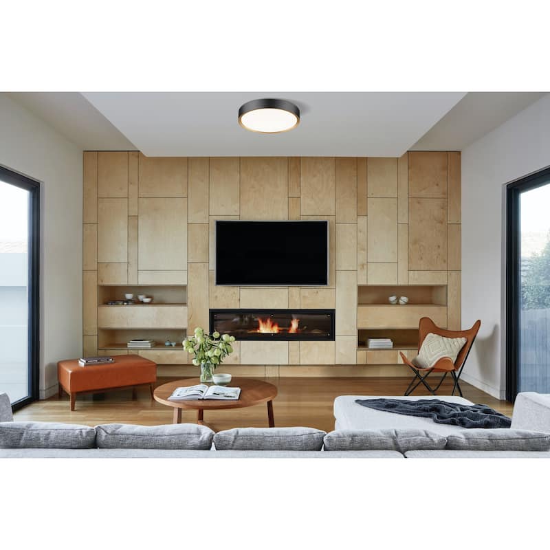 Kawan 1 Light Flush Mount in Matte Black + Modern Gold