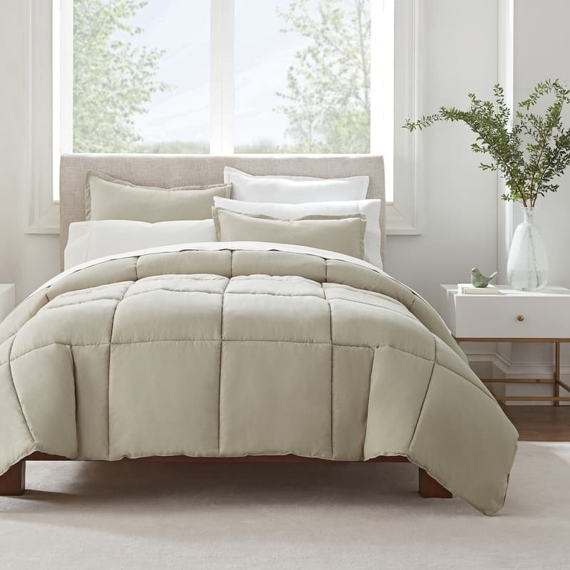 Serta Simply Clean Antimicrobial Comforter Set - King - Khaki