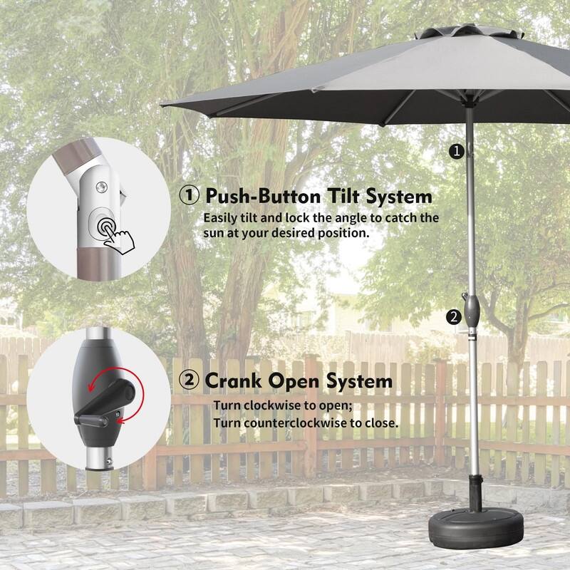 10FT Commercial Patio Umbrella with Wind Vent & Push-Button Tilt - 8 Steel Ribs (Base Not Included)"
