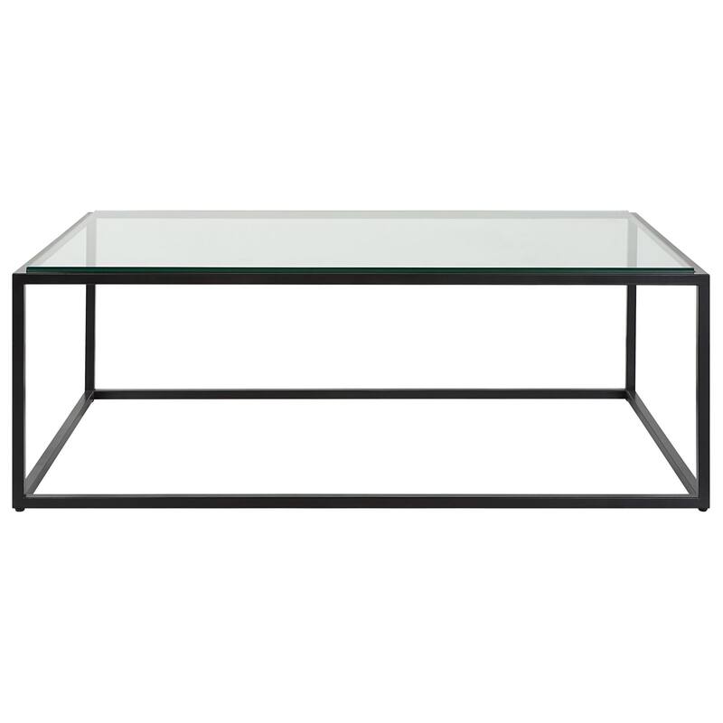 Uttermost 25196 Bravura 48" Wide Iron and Tempered Glass Coffee Table - Satin Black