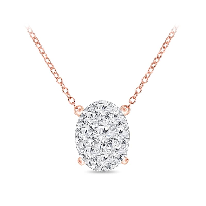 14k Gold Oval Shaped 1/8ct TDW Pave Diamond Necklace by Auriya (H-I, I1-I2)