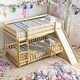 preview thumbnail 2 of 26, Twin Over Twin Wood Floor Bed Bunk Bed with Convertible Ladder and Slide for Home
