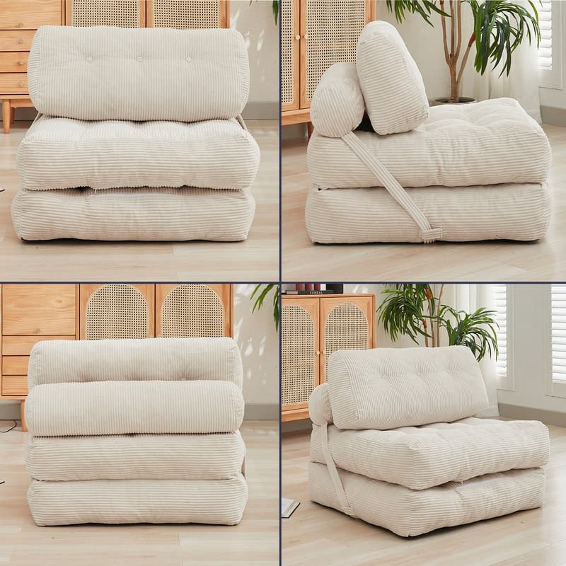 Mixoy W32''/W50'' Corded Velvet Fabric Folding Floor Lazy Futon Sofa Bed