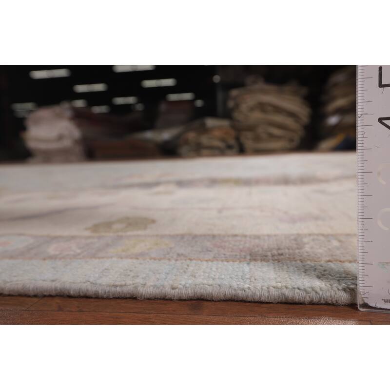 Light Blue Oushak Area Rug Hand-Knotted Vegetable Dye Wool Carpet - 9'1"x 12'2"