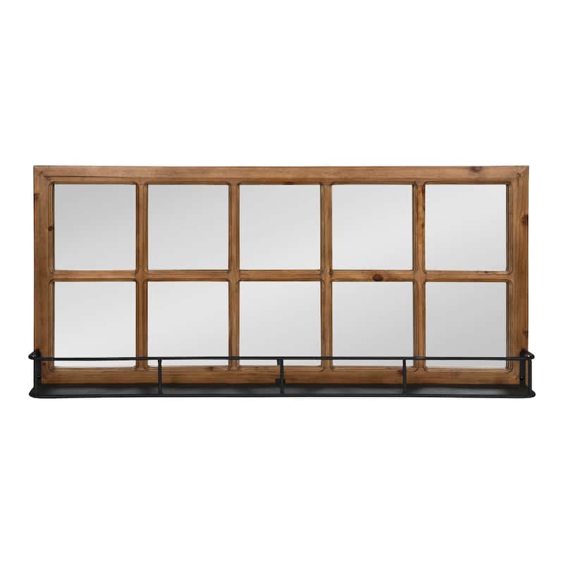 Kate and Laurel Jackson 10 Windowpane Wall Mirror with Shelf - 18x40