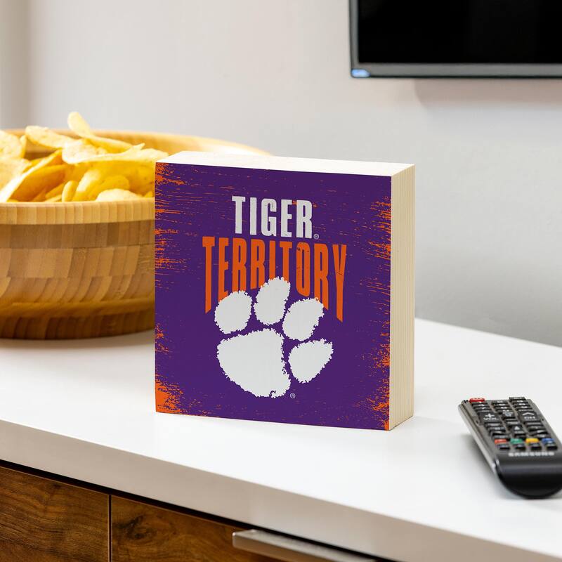Clemson University Wooden Tabletop Mantel Shelf Sign - 6" x 6"