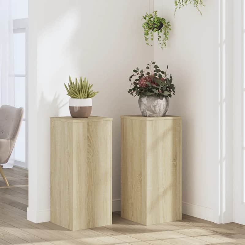 vidaXL Plant Stand Set of 2 Sonoma oak Engineered wood - 11.8 x 11.8 x 27.6 in