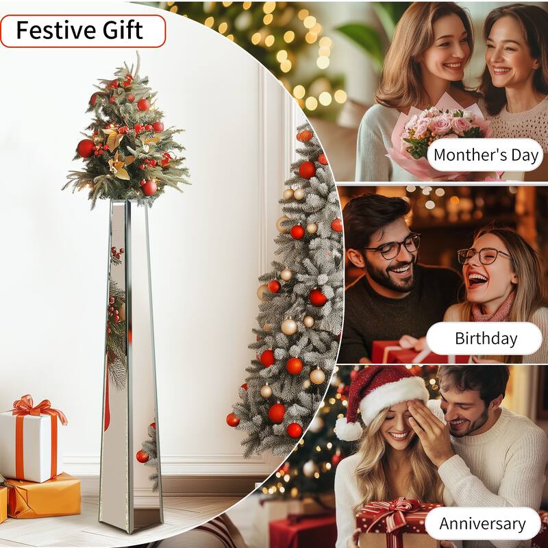 Silver Glass Tall Floor Vase for Flower Arrangement