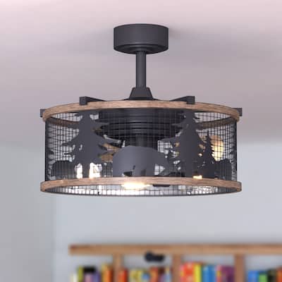 Kodiak 21" Rustic Cage Ceiling Fan with Light Kit and Remote