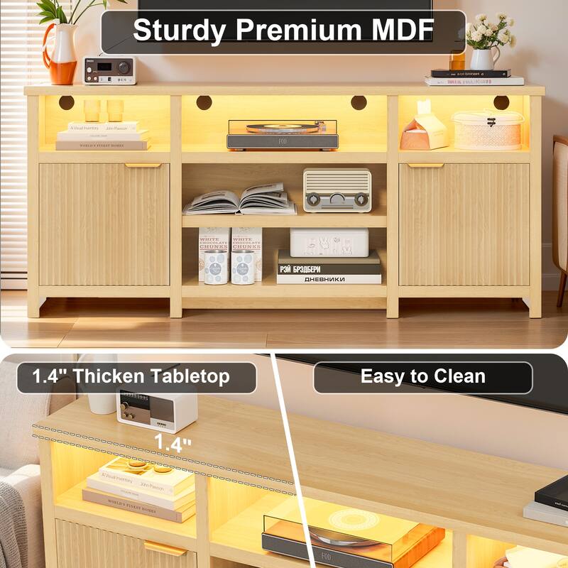 Pocassy LED Farmhouse TV Stand for 75 Inch