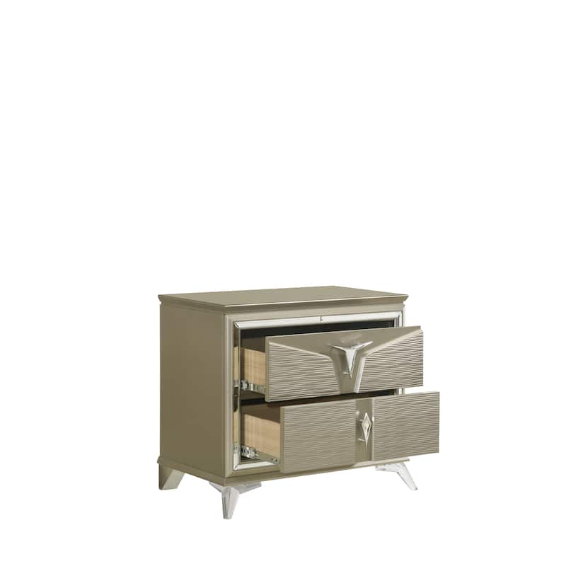 Modern Style 2-Drawer Nightstand - Silver