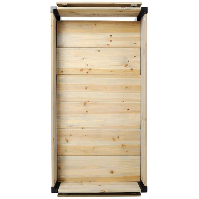 Raised Garden Bed,Metal Leg Wood Planter Boxes w/Folding Storage Shelf