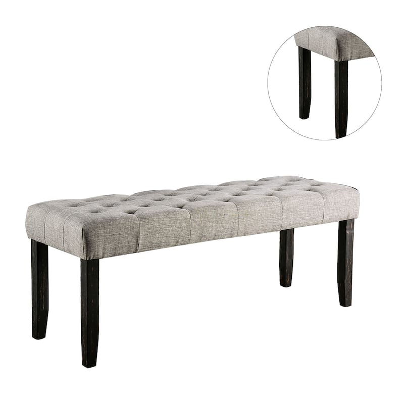 Fabric and Wood Dining Bench