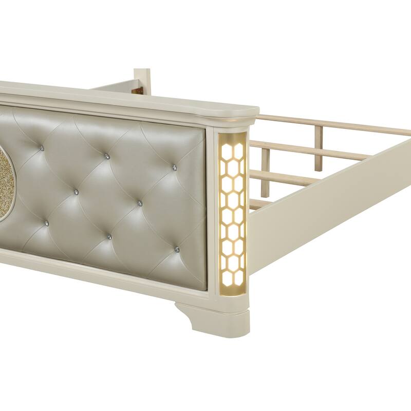 Jasmine Traditional Style 4PC/5PC LED Vanity Bedroom Set Made with Wood