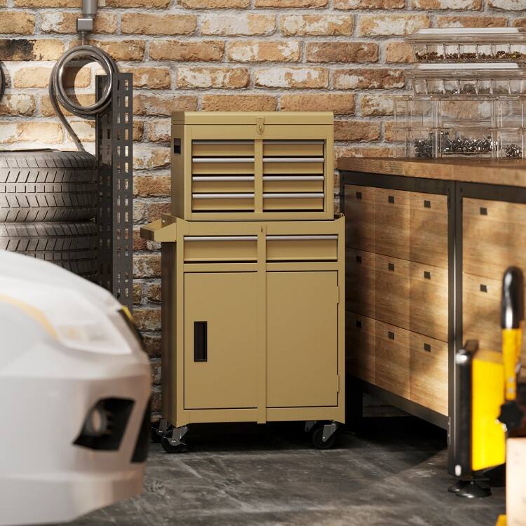 2-in-1 Tool Chest and Cabinet with 5 Sliding Drawers - 23" x 11" x 40.5"(L x W x H)