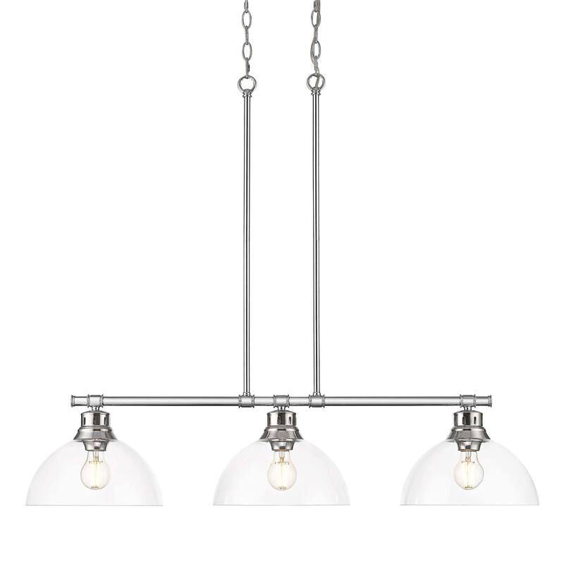 Golden Lighting 3602-3LP CH Duncan 3 Light 40" Wide Linear Pendant - Chrome / Clear