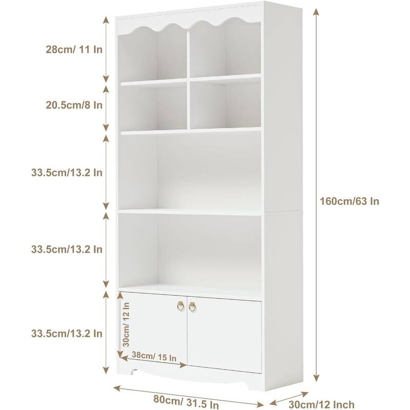 63 In Modern 5-Tier Open Bookcase Storage Organizer Shelf for Bedroom Living Room Office