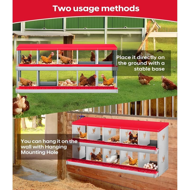 10 Compartment Nesting Box, Chicken Laying Box, Easy to Clean and Install