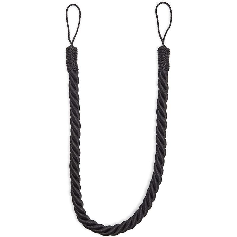 Black Rope Curtain Tiebacks with Hooks, Holdbacks for Drapes (26 in, 2 ...