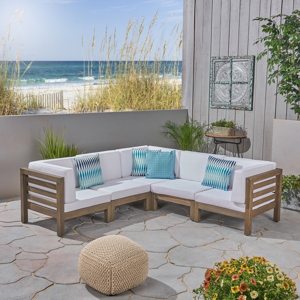 Oana Outdoor 5-seat Acacia Sectional Set by Christopher Knight