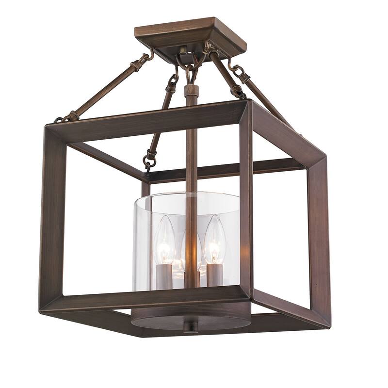 Golden Lighting Smyth 3 Light 12" Wide Semi-Flush Square Ceiling