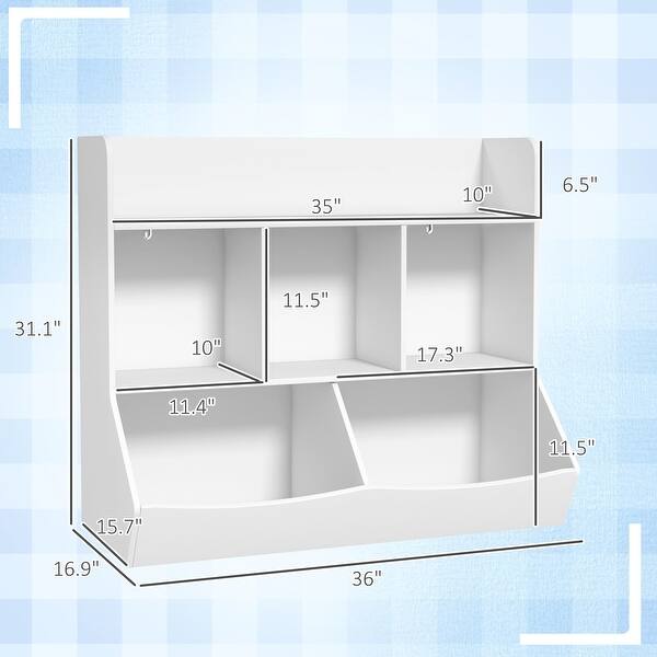 3 Tier Kids Bookcase Toy Organizer With 5 Compartment