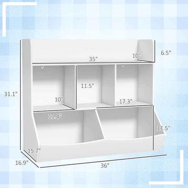 Kids Toy Shelf,3 Tier Kids Bookcase with 5 Compartment,Anti-Tip Device,Toy Organizer for Nursery, Living Room