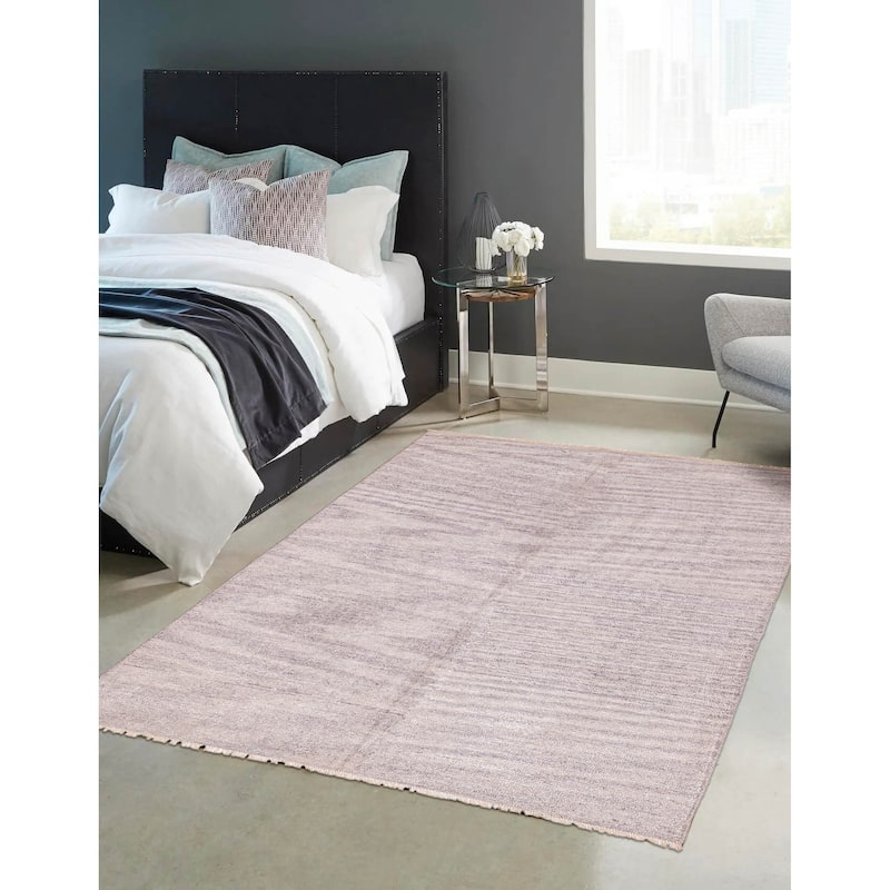 ECARPETGALLERY Hand-knotted Loreto Light Grey Silk Rug - 6'3 x 8'4