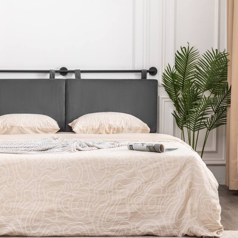 Adeco 70-Inch Corduroy Upholstered Wall Mount Hanging Headboard