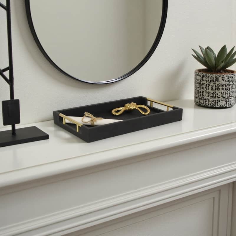 Lusan Faux Shagreen Tray with Handles