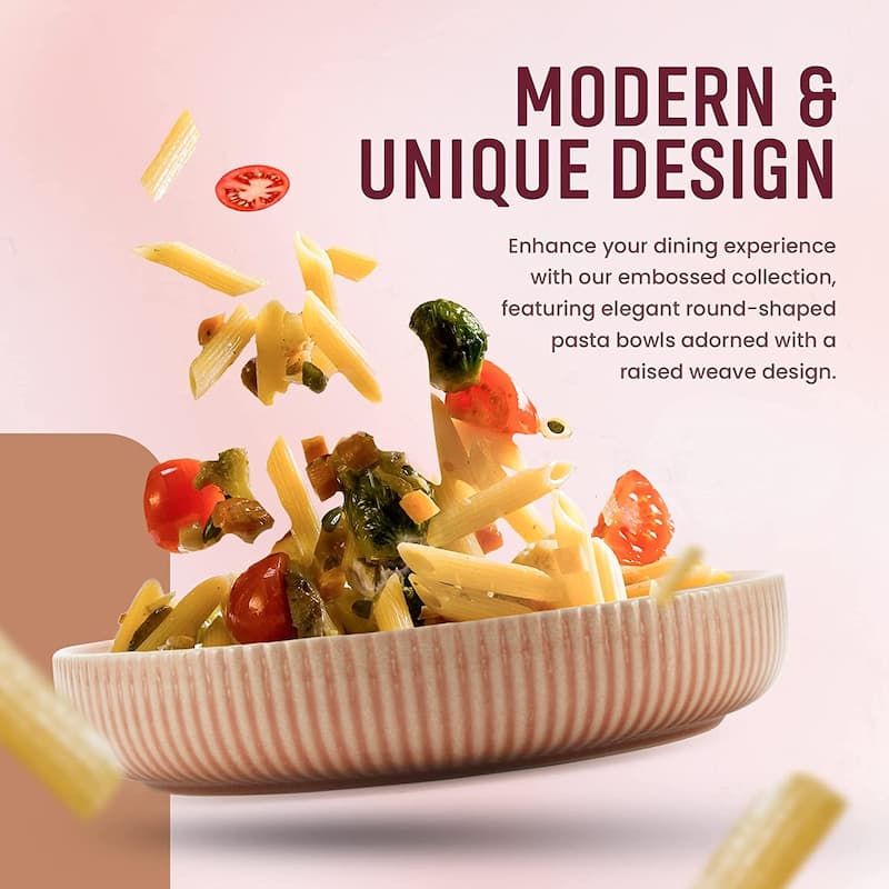 American Atelier Set of 4 Wide Shallow 40 oz Pasta Bowls