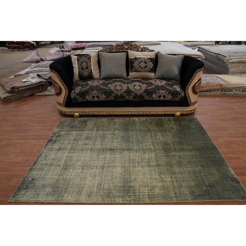 Machine Made Oriental Polyester Carpet Modern Abstract Green Abstract Area Rug - 7' 5'' X 5' 2''