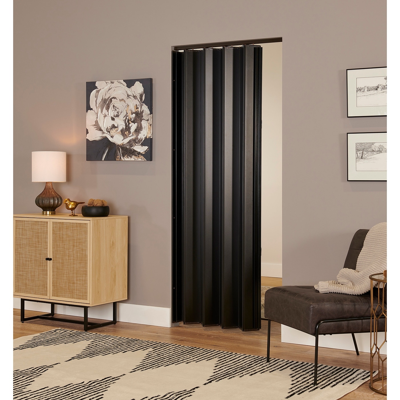 Spectrum Woodshire Black MDF Folding Closet Door Accordion Door 36 x 80