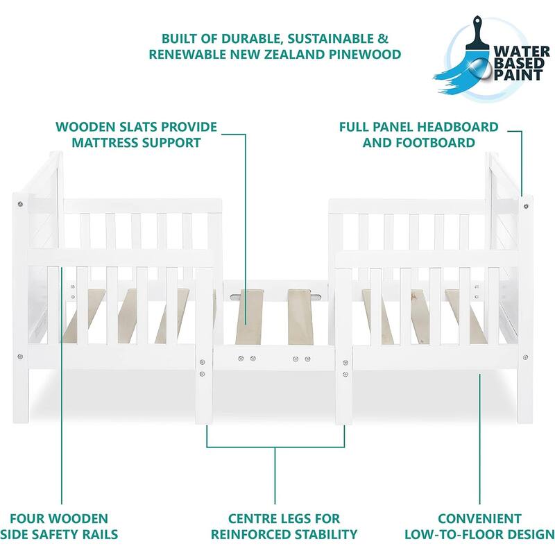 Dream On Me Hudson 3 in 1 Convertible Toddler Bed White
