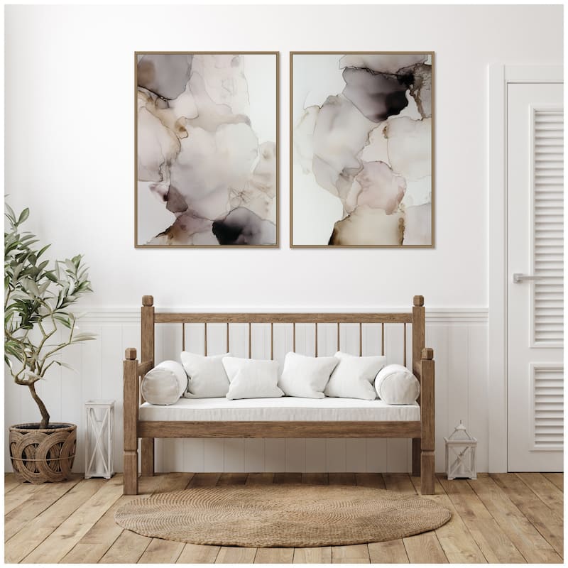 Kate and Laurel Smoke No. 1 & No. 2 2 Piece Framed Canvas Wall Art Set by Amy Lighthall