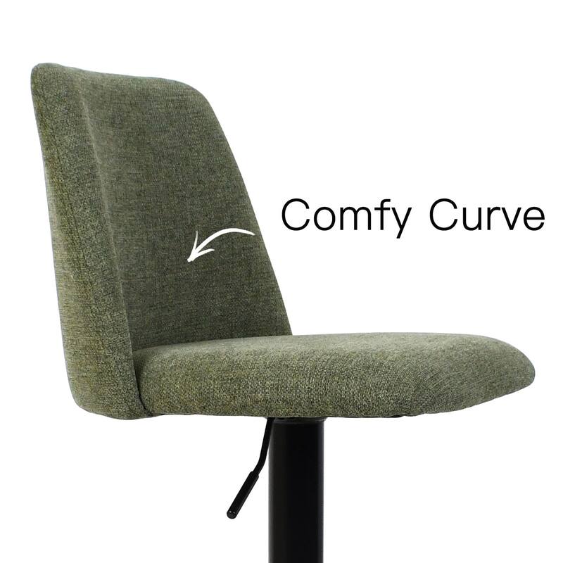 Upholstered Adjustable Height Swivel Bar Stool with Back Set of 2