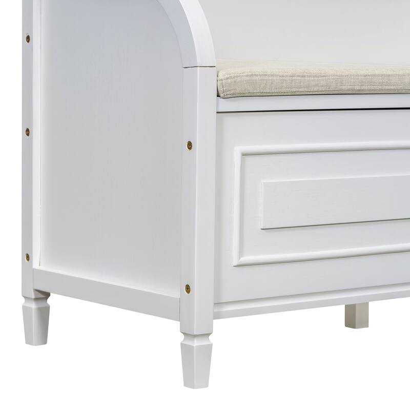 Rustic Style Solid wood Entryway Multifunctional Storage Bench with Safety Hinge
