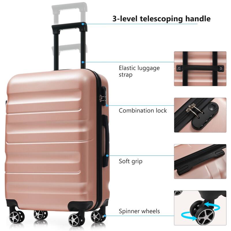 Hardshell ABS Luggage Set - Lightweight & Durable Suitcases with Dual Spinner Wheels, Carry-On & Check-In Sizes