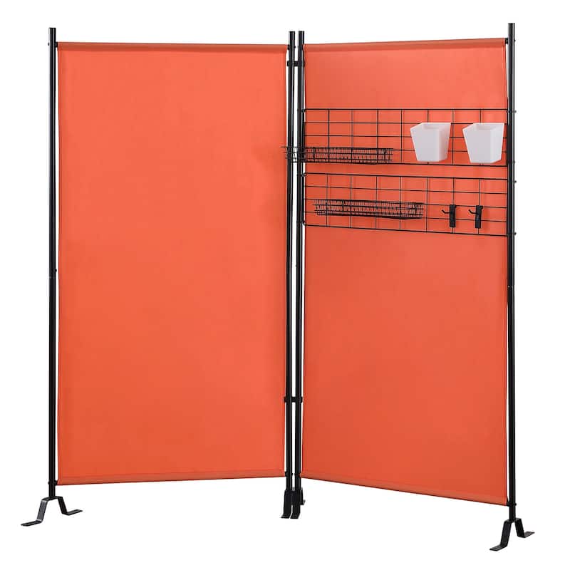 Proman Products Galaxy II Indoor/Outdoor Room Divider (2-Panels, 24" w / panel)with Accessory Rack - 24" W x 71" H (Per Panel) - Orange