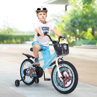 18"Child Bike for 4-8 w/ Height-Adjustable Handlebar & Storage Basket