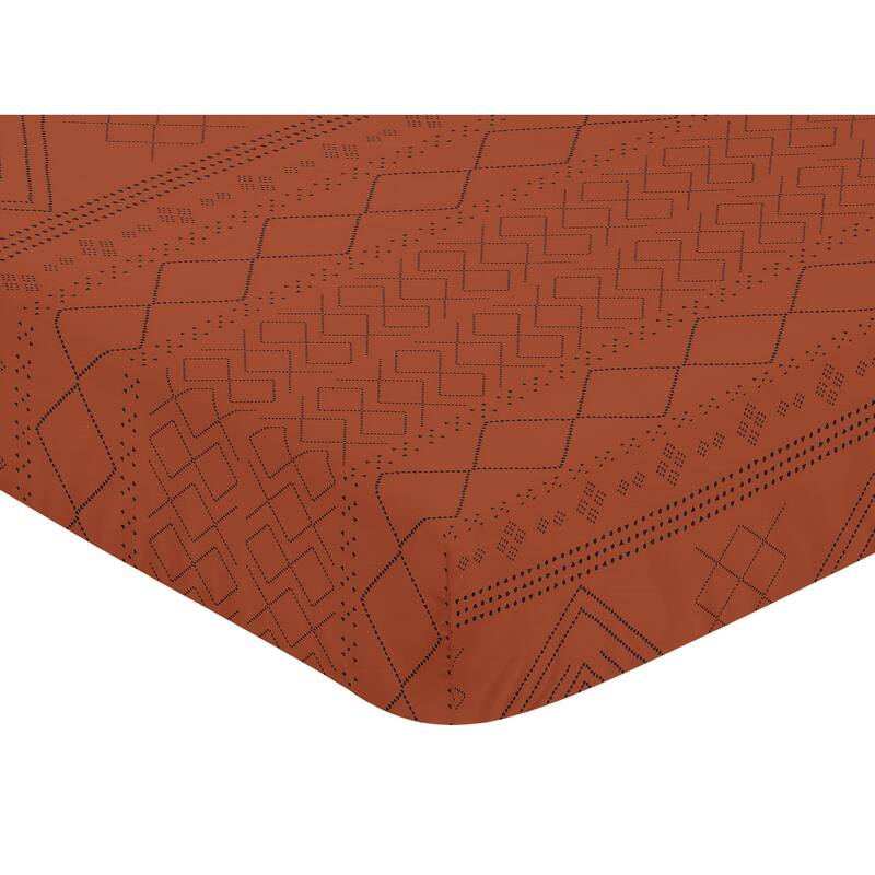 Tribal Boho Dot Boy Girl Fitted Crib Sheet - Rust Orange Black Woodland Bohemian Southwest Geometric Arrow Gender Neutral Aztec