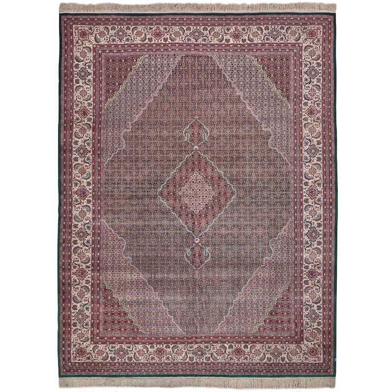 EXQUISITE RUGS ONE-OF-A-KIND Super Fine Tabriz Hand Knotted Green Rug - 10'x14'