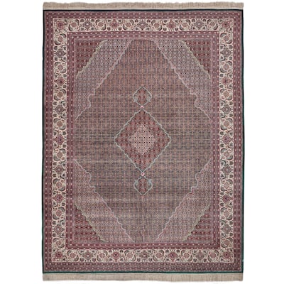 EXQUISITE RUGS ONE-OF-A-KIND Super Fine Tabriz Hand Knotted Green Rug - 10'x14'