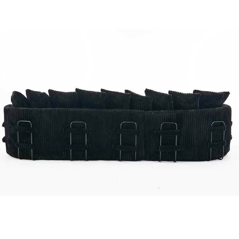 127"Corduroy L-Shaped Sectional Sofa with High-Resilience Foam, 10 Back Cushions, and No Assembly Required