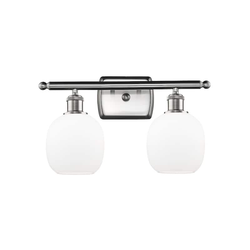 Innovations Lighting Belfast 2 Light 16" Wide Bathroom Vanity Light - Brushed Satin Nickel / Matte White